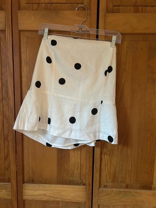 Camila Coelho Tops - Camila Coelho White Polka Dot Ruffle-Hem Skirt